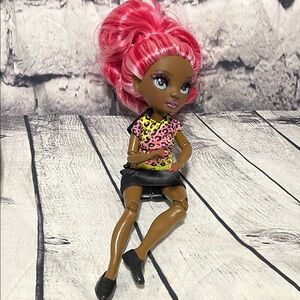 Fashion Doll with Pink Hair and Leopard Print Outfit